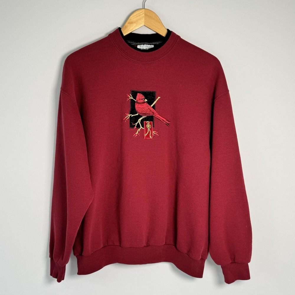 Vintage National Wildlife Federation Cardinal Sweatshirt Red Women's XL No Tag